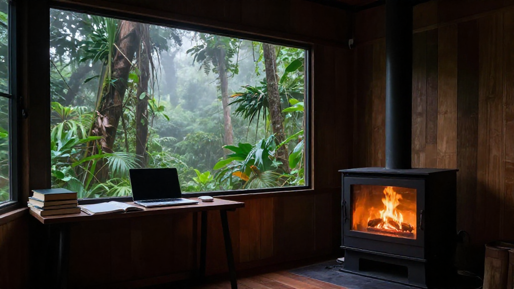 Jungle Small House Freestanding Fireplace Laptop Gallery