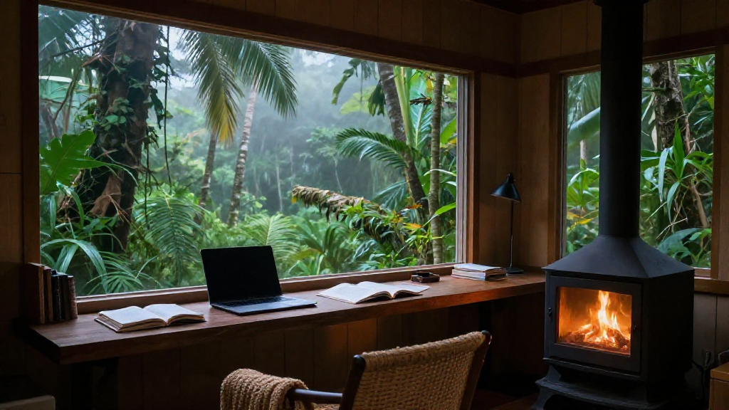 Window Freestanding Jungle Hearth Variant 1